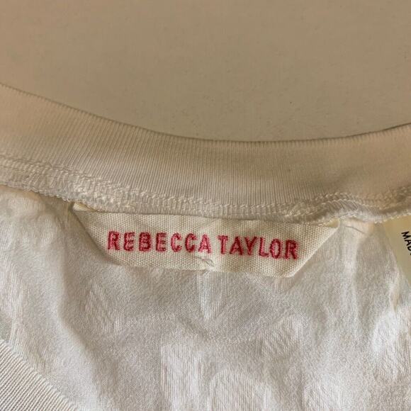 Rebecca Taylor Top Womens S Small Ivory Short Sleeve Semi Sheer Textured Blouse - Picture 9 of 12